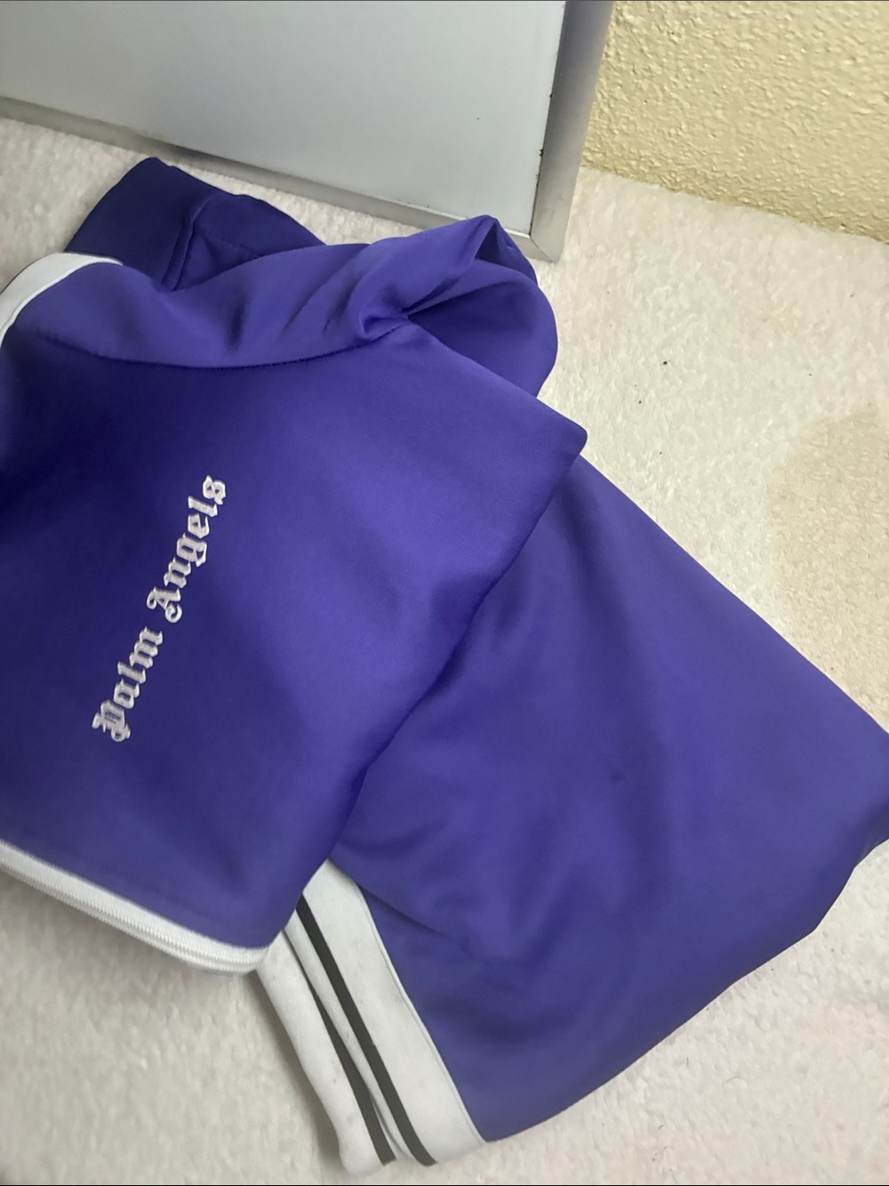 Palm Angels Purple Track Pants with White Stripe